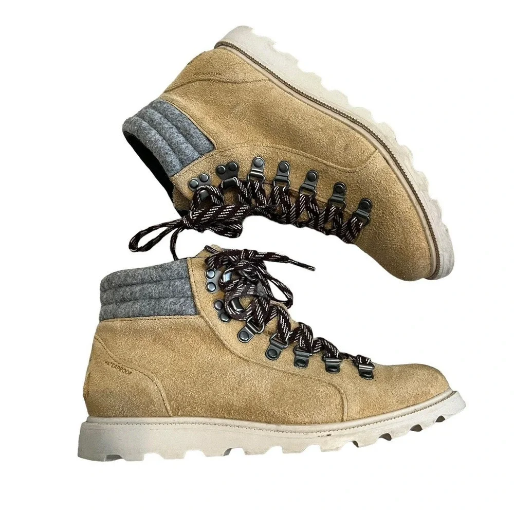 Sorel‎ Ainsley Conquest Hiking Boot Size 7 Oatmeal Tan Suede Leather Waterproof